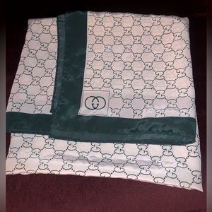 Gucci Green Border Silk Scarf